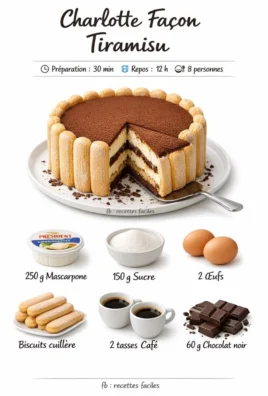Charlotte Façon Tiramisu, dessert élégant avec café et mascarpone