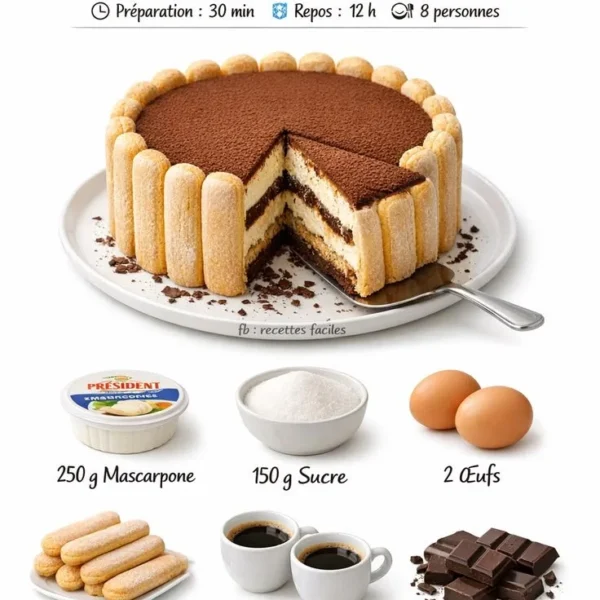 Charlotte Façon Tiramisu, dessert élégant avec café et mascarpone