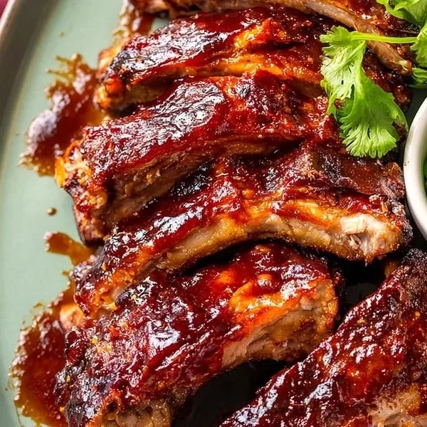Delicious Chinese Instant Pot spare ribs served with garnish.