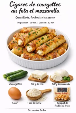 Cigares de courgettes croustillants au fromage feta et mozzarella