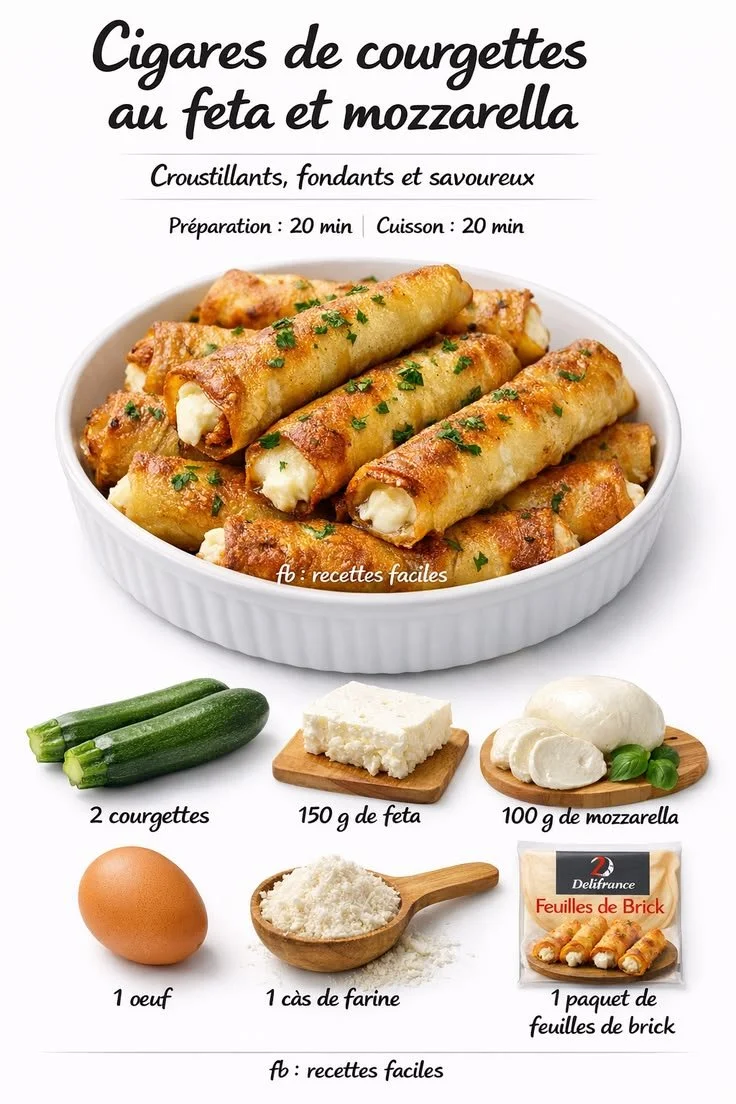 Cigares de Courgettes Croustillants au Fromage Feta et Mozzarella
