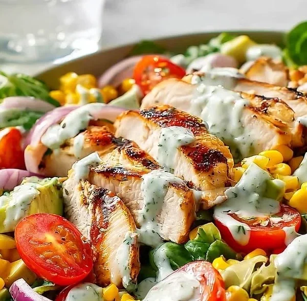 Cobb Salad with Ranch Dressing featuring fresh ingredients and vibrant colors