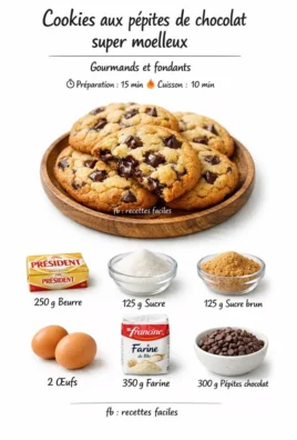 Cookies moelleux avec pépites de chocolat fondantes