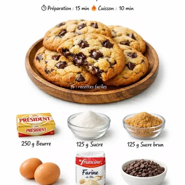 Cookies moelleux avec pépites de chocolat fondantes
