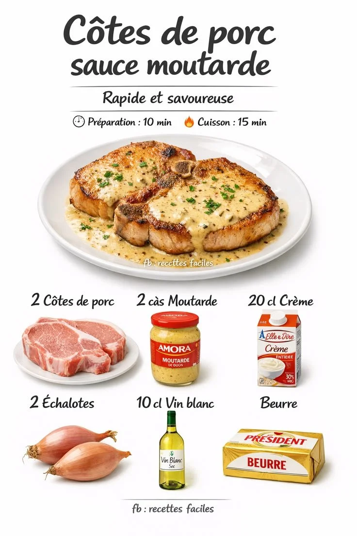 Côtes de Porc à la Sauce Moutarde
