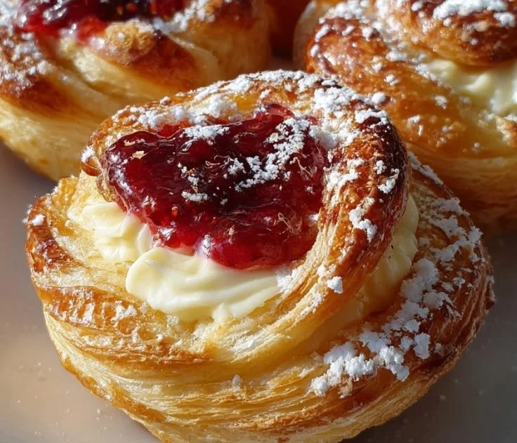 Creamy Cheese Cruffins with Raspberry Jam