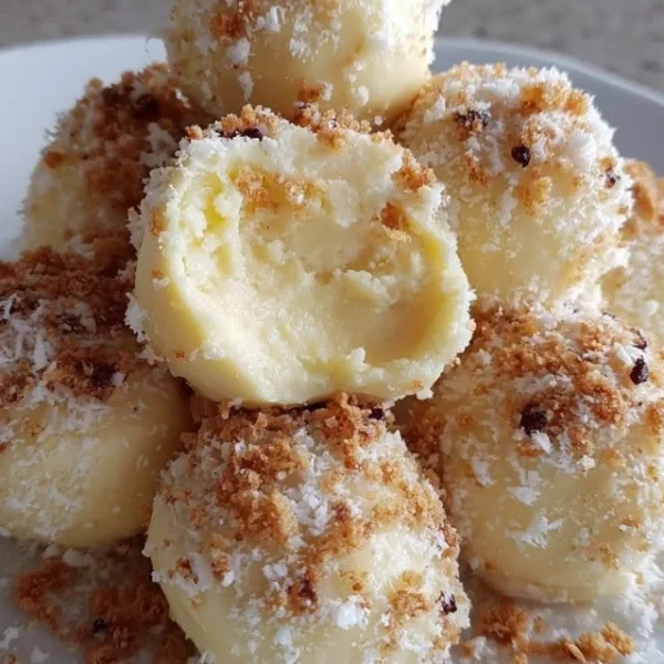 Delicious creamy cheesecake balls rolled in graham cracker crumbs