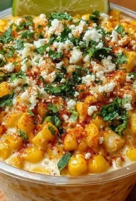 Creamy Mexican street corn cup topped with spices and lime