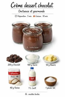 Recette de crème dessert chocolat facile et délicieuse