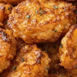 Patties de patates douces croustillants sur une assiette garnie de légumes