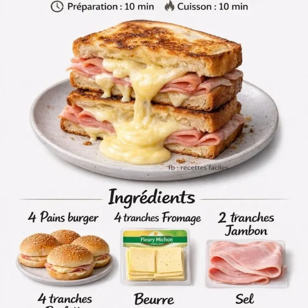 Croques raclette façon MacDo préparés en 20 minutes avec fromage fondant
