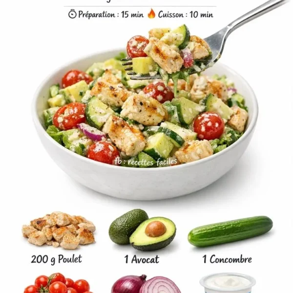 Quick slimming chicken avocado salad for healthy eating
