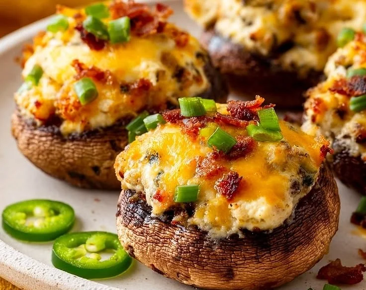 Easy Jalapeño Popper Stuffed Mushrooms