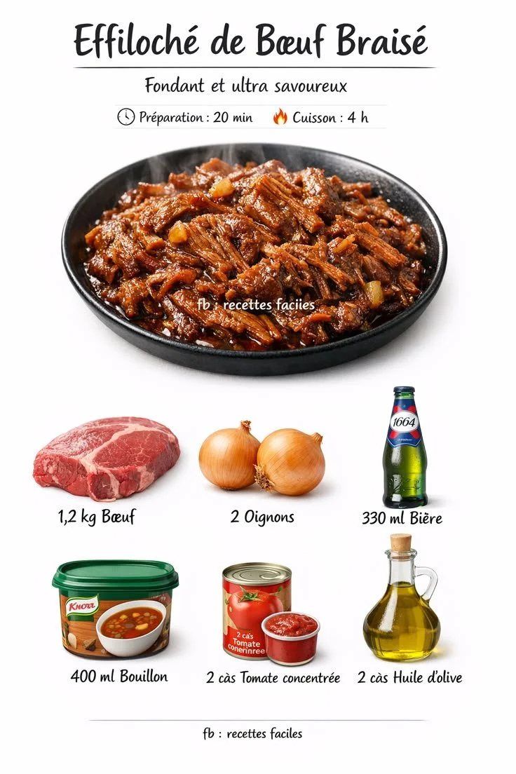 Effiloché de Bœuf Braisé Fondant et Moelleux