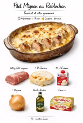 Filet Mignon au Reblochon servi avec garnitures savoureuses