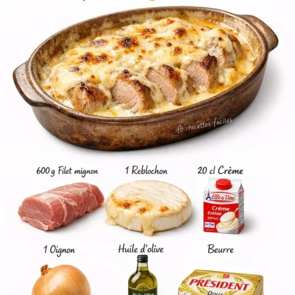 Filet Mignon au Reblochon servi avec garnitures savoureuses