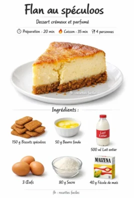 Flan au spéculoos crémeux et savoureux, dessert élégant et gourmand