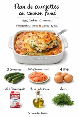 Flan de courgettes au saumon fumé, un plat délicieux et léger