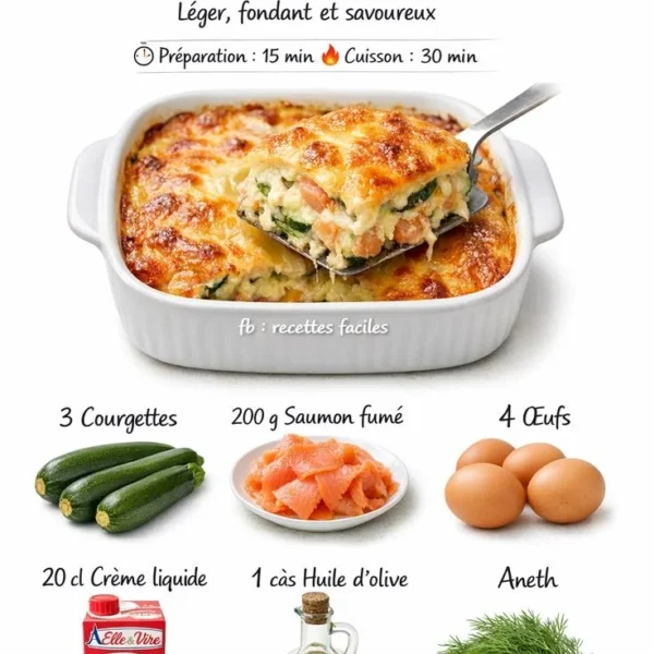 Flan de courgettes au saumon fumé, un plat délicieux et léger