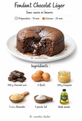 Recette de fondant au chocolat léger sans sucre ni beurre