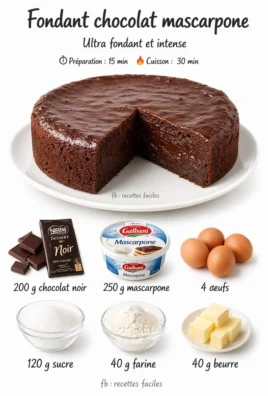 Fondant chocolat mascarpone ultra fondant avec une texture onctueuse