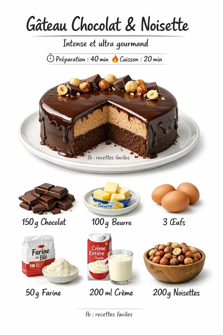 Gâteau au Chocolat et Mousse de Noisette