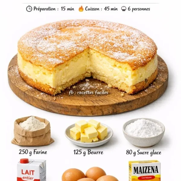 Gâteau Crémeux à la Vanille Tarte Nuage, un dessert léger et savoureux.