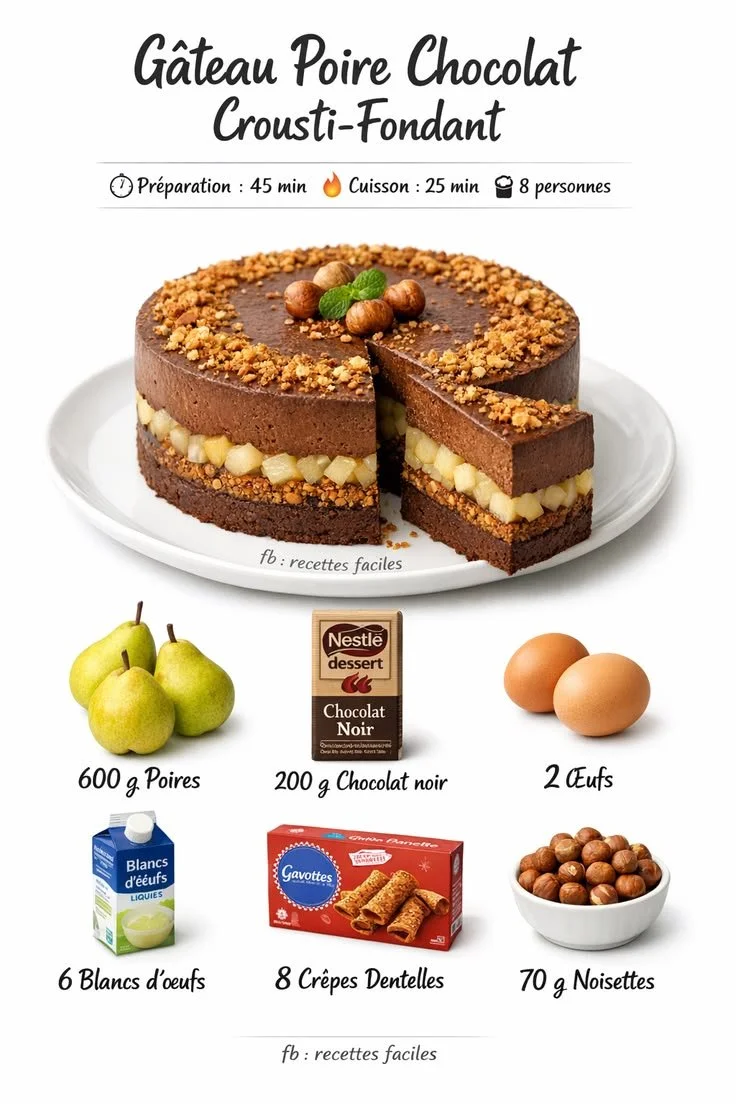 Gâteau poire chocolat crousti-fondant