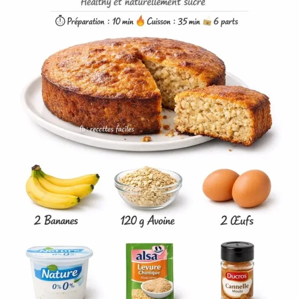 Gâteau à la banane et aux flocons d'avoine, une option saine et délicieuse