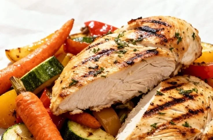 Grilled Lemon Herb Chicken with Roasted Vegetables (Low Carb, Diabetic-Friendly Dinner)