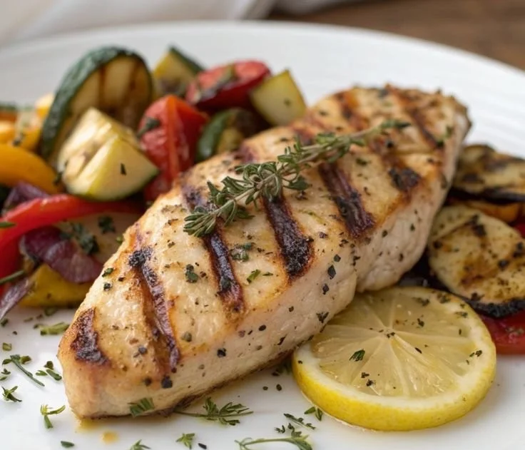 Grilled Lemon Herb Chicken with Roasted Veggies