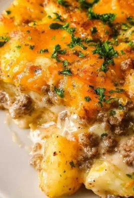 Delicious homemade Hamburger Hashbrown Casserole with ground beef and crispy hashbrowns