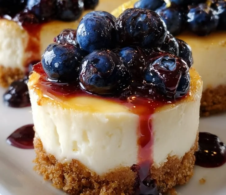 Healthy Mini Lemon Blueberry Cheesecakes