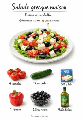 Delicious homemade Greek salad with fresh vegetables and feta cheese