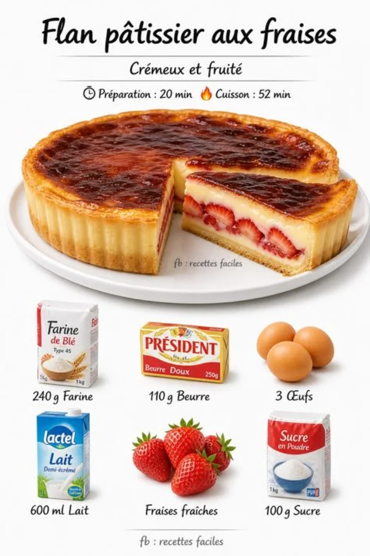 Homemade Strawberry Flan Pâtissier