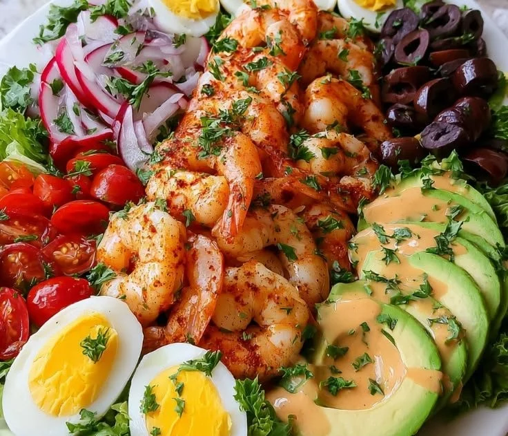 Juicy Grilled Shrimp Louie Salad