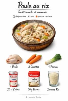 Une délicieuse Poule au Riz préparée selon la recette de la Mère Michèle.