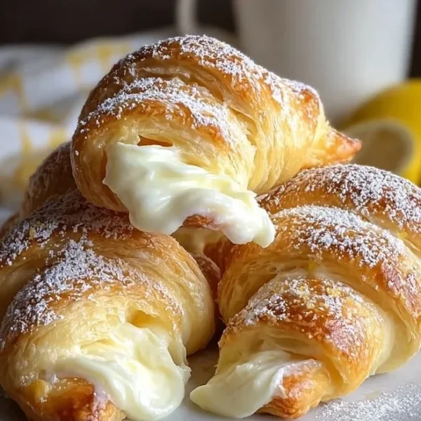 Freshly baked Lemon Cream Cheese Crescent Rolls on a cooling rack