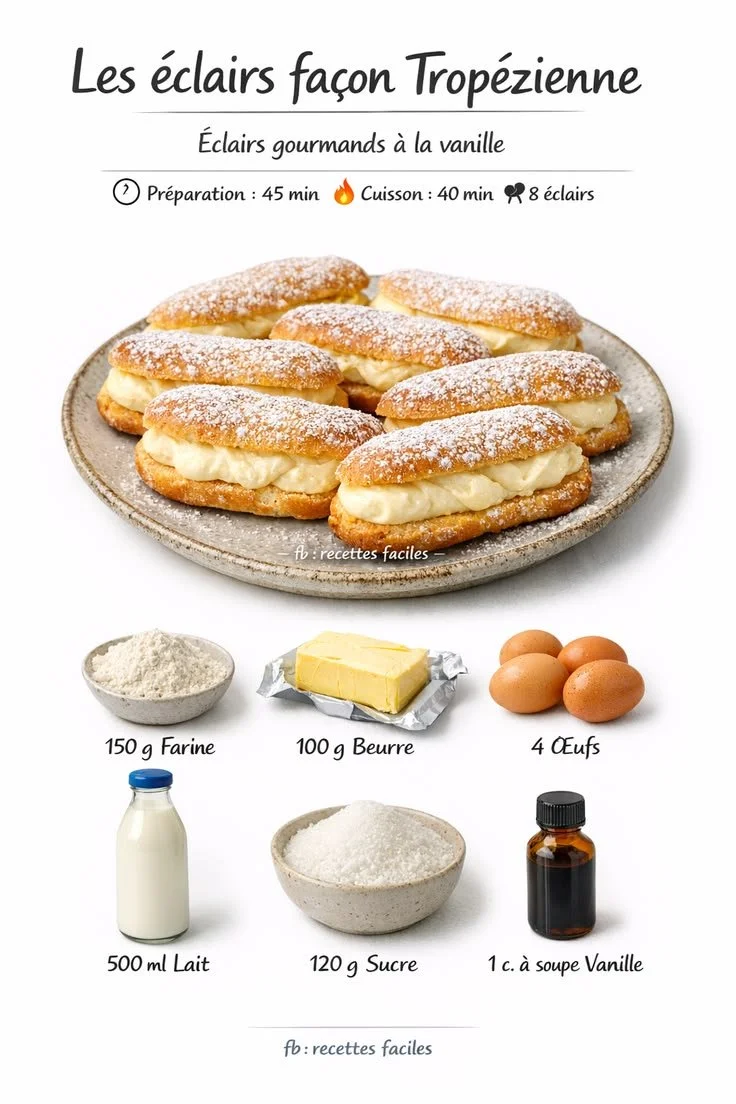 Les éclairs façon Tropézienne – recette délicieuse