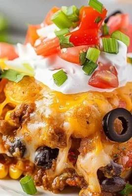 Delicious Mexican Tater Tot Casserole topped with cheese and spices