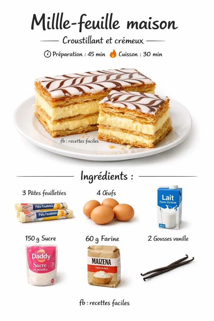Mille-feuille maison – dessert pâtisserie facile à réussir
