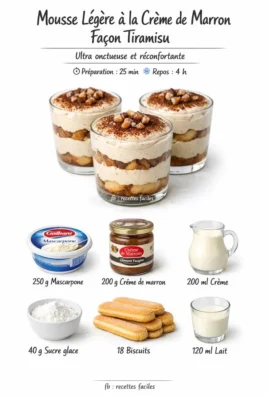 Mousse Légère à la Crème de Marron Façon Tiramisu dans un verre élégamment servi
