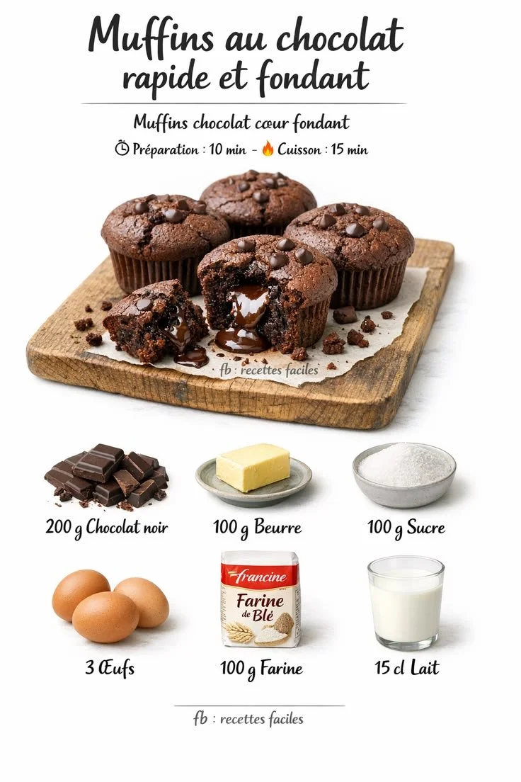 Muffins au chocolat fondant