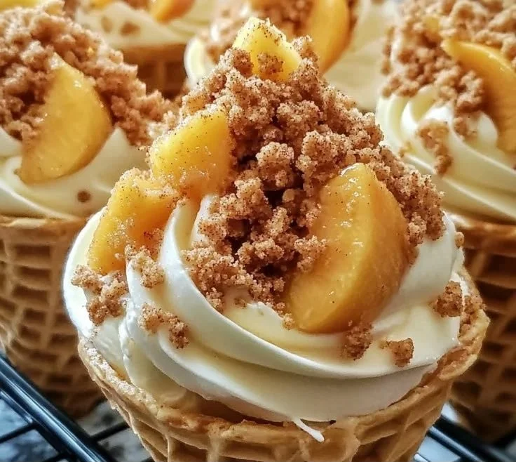 Peach Cobbler Cheesecake Cones