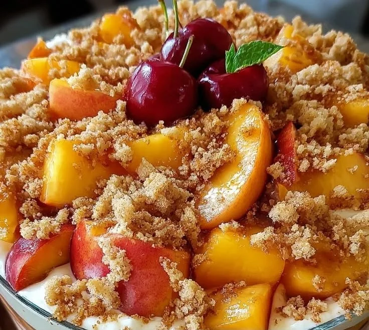 Peach Cobbler Cheesecake Fruit Salad