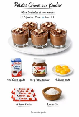 Petites Crèmes aux Kinder, un dessert crémeux et délicieux