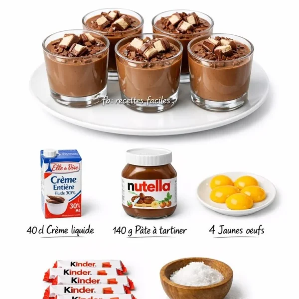 Petites Crèmes aux Kinder, un dessert crémeux et délicieux