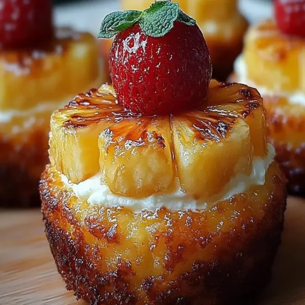 Petits moelleux ananas renversés avec une crème mascarpone délicieuse.