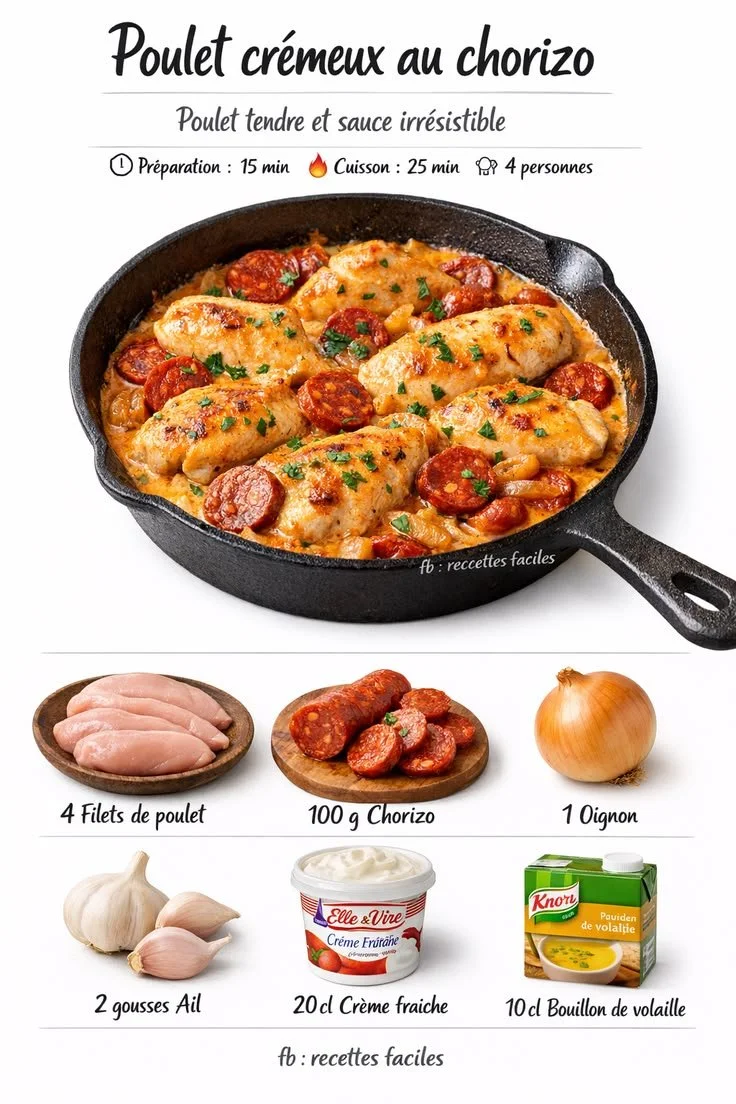 Poulet crémeux au chorizo