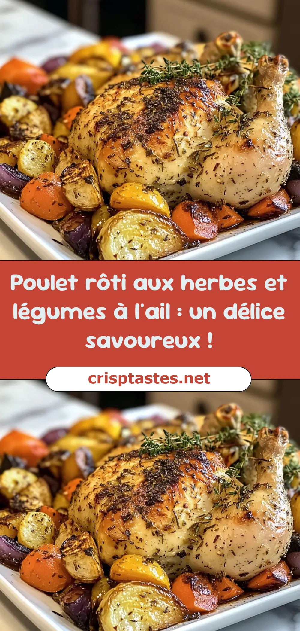 Poulet rôti aux herbes et légumes à l'ail : un délice savoureux !